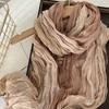 180x90cm Gradient Cotton Hemp Scarf Coffee Vintage Cotton Linen Wrinkle Scarf Women Long Soft Long Hijab Scarf DIY Fold Shawl