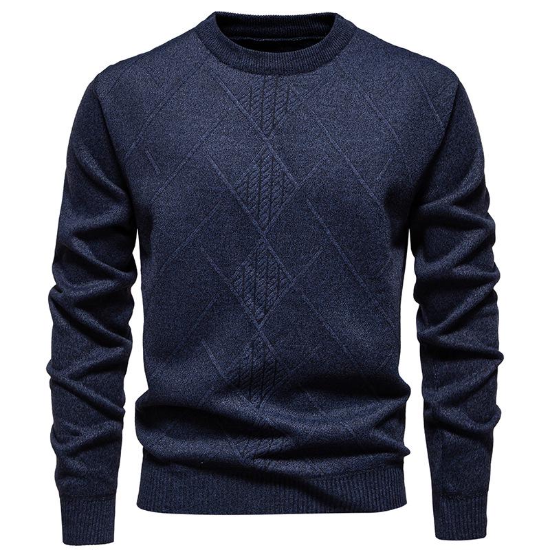 Men s Autumn/Winter Plus Velvet Thick Casual Sweater - Round Neck Warm Knitwear for Seniors XL
