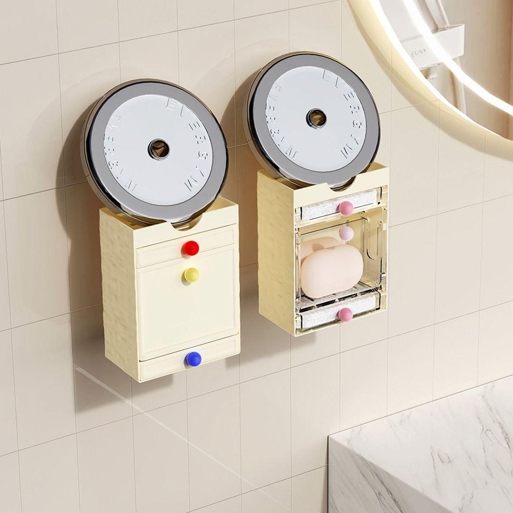 Plastic Suction Cup Soap Dish Waterproof Drain Soap Box Creative Soap Holder  for Home