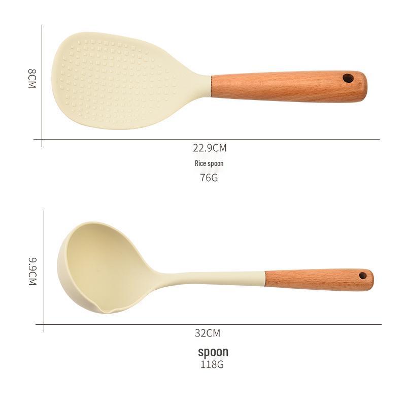 Nordic Style 4-Piece Silicone Kitchen Tool Set with Wooden Handles