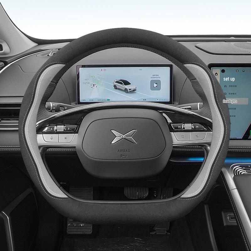 Xiaopeng G6 Steering Wheel Cover: Fits 24 Models, Compatible with X9, P7, P5, M03, G9, G3, Suede, No Sewing Needed