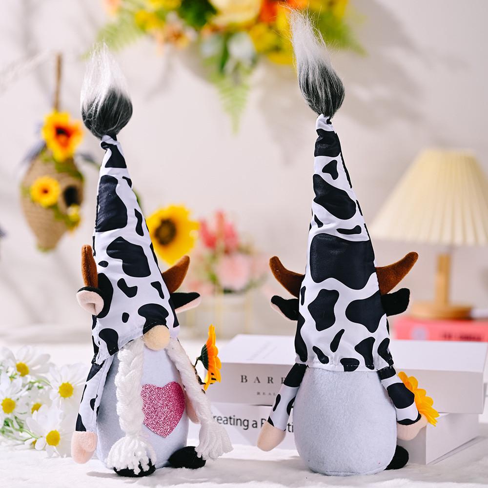 Cow Unique Sunflower Plush Doll With Bee Design For Whimsical Home Accent