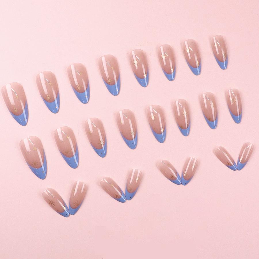 24 Bucăți Unghii Noi Franceze Migdală Stea Dulci și Proaspete Artă Unghiilor Lungi Unghii False Purtătoare Europa și America