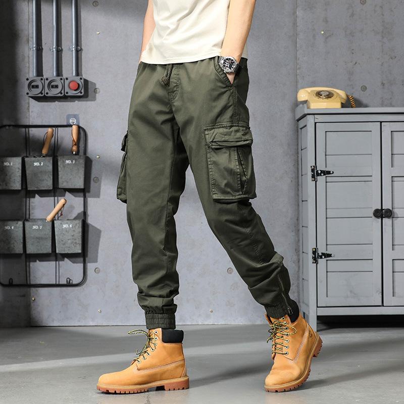 Retro overalls men's sports casual pants summer solid color leggings trendy brand high-end men's clothing