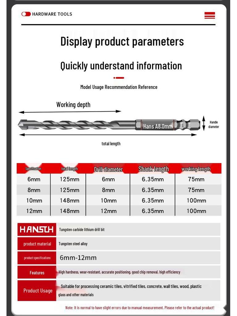 Concrete Hex Shank Hole Saw Drill Bit for Cement, Marble, and Tile