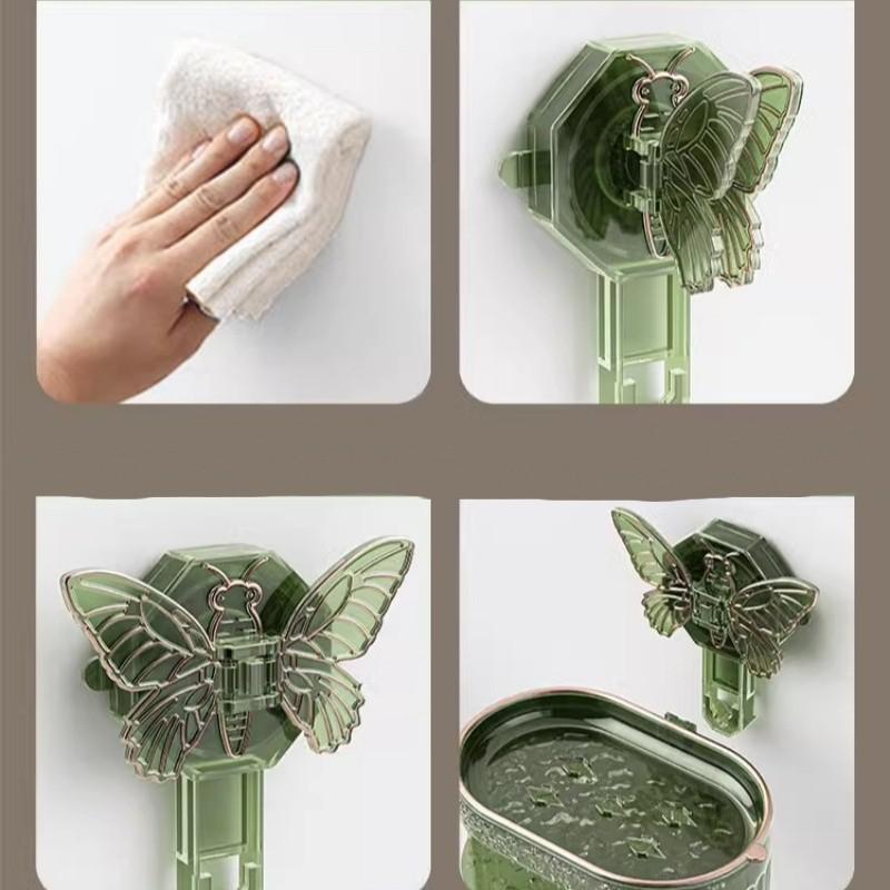 Kreative Wandmontierte Schmetterling Saugnapf Seifenbox Küche Badezimmer Toilette Abfluss Seifenaufbewahrungsbox Schwamm Seifenhalter Abflussbox