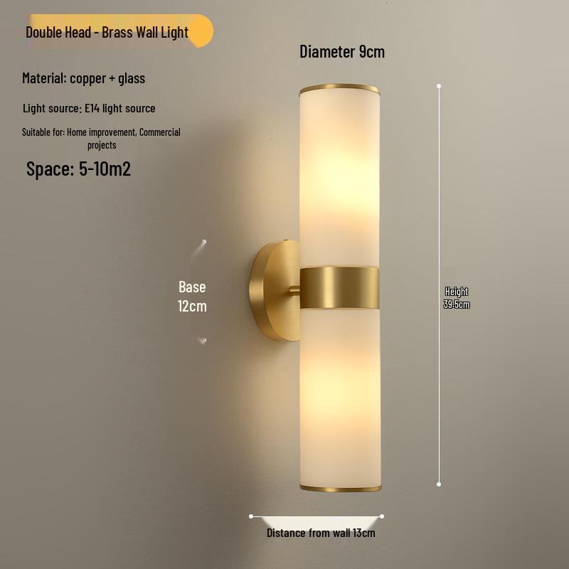 Nordic Luxury All-Copper Wall Lamp for Hotel, Clubhouse, Study, Showroom, and Bedroom.
