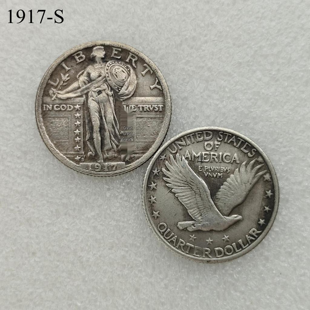 Antique American Liberty 25 Cents Coin, 1916-1930, Optional Brass or Silver Plated
