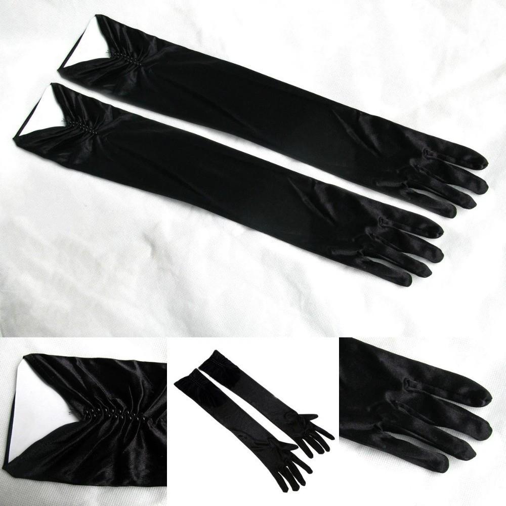 Solid Color Wedding Gloves Beaded Long Bridal Gloves Satin Dress Gloves Wedding