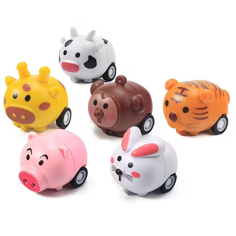 12-60pcs Mini Animal Pull Back Car for Boy Girl Kids Birthday Party Favors Pinata Fillers Bulk Toy Easter Gift School Prizes