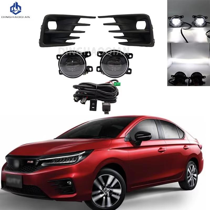 For Honda City 2020 2021 2022 Fog Lights Led Front Bumper Driving Lamp Cover Wiring Switch Waterproof Auto Car Accessories 12V