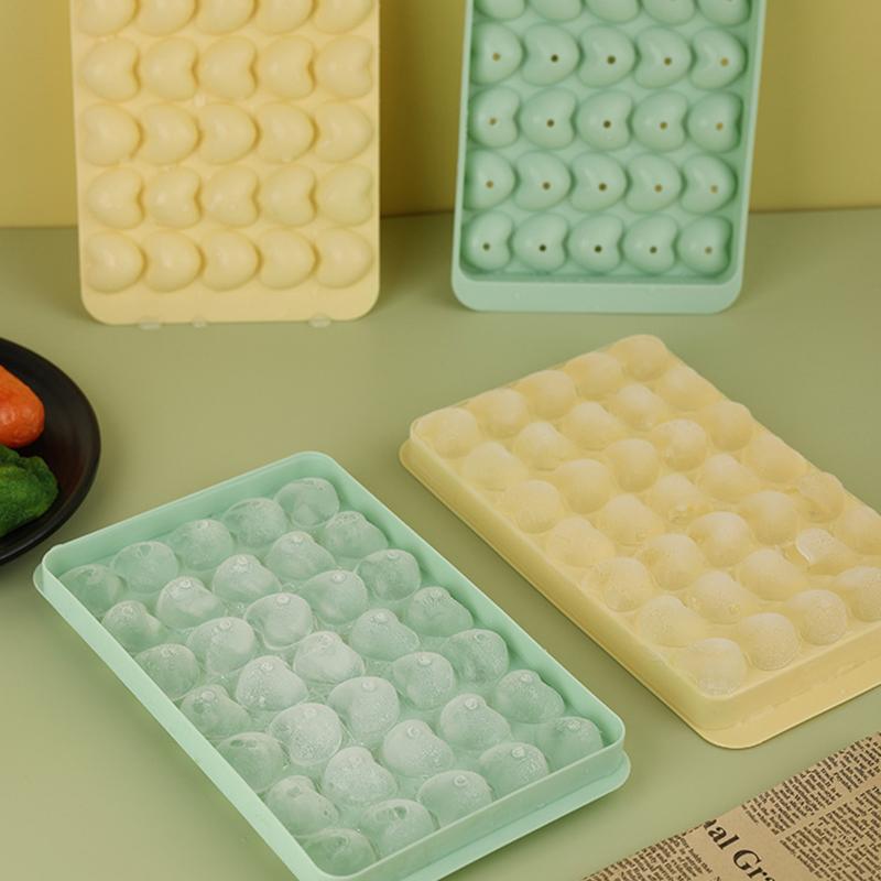 35 otworów silikonowa forma na kostki lodu w kształcie serca tacka do lodu mrożona foremka do lodu pojemnik na lód z pokrywką akcesoria kuchenne akcesoria