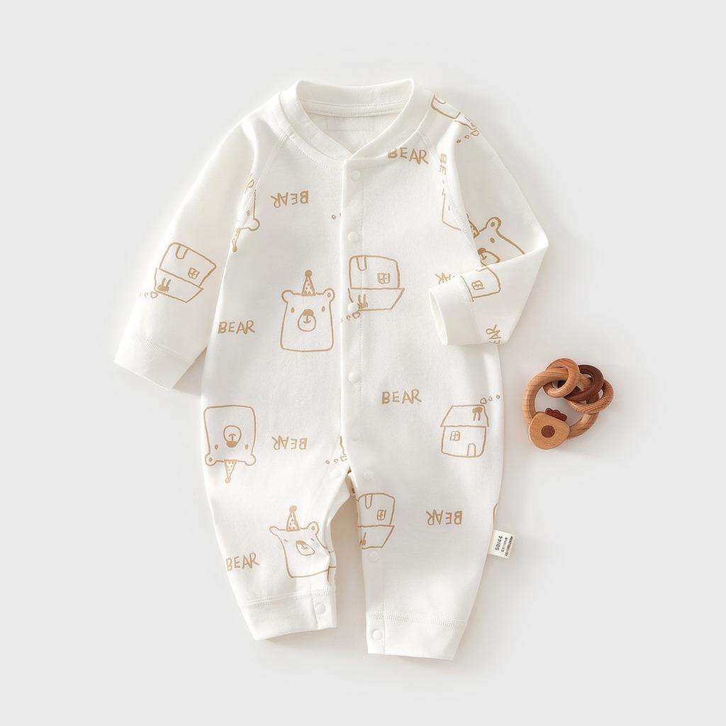 Newborn Baby Cotton Romper, Long Sleeve Infant One Piece Pajamas, Soft Spring Autumn Jumpsuit Crawling Suit