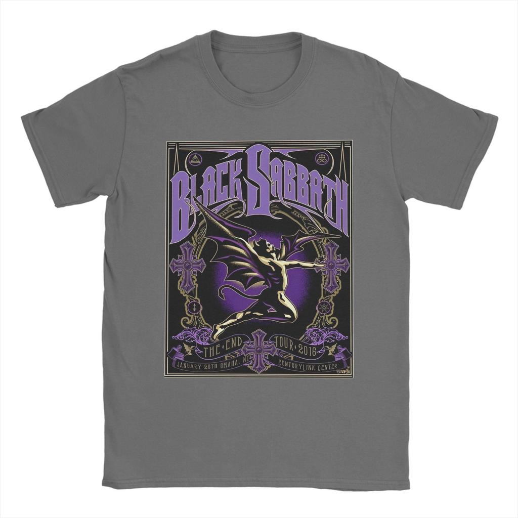 Black The End World Tour Sabbathes Men T Shirt Metal Rock Cool Tees Short Sleeve Crew Neck T-Shirt Cotton Big Size Clothes