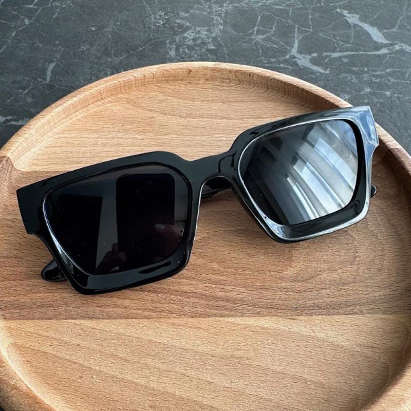 2Pcs Fashion Woman Black Square Sunglasses Large Frame Design Sun Glasses Female Outdoor Sport Simple Style Glasses Uv400