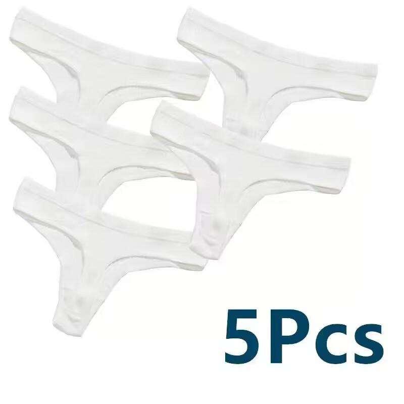 5PC Women Cotton Panties M-XL Comfortable Thongs Underwear Women Bikini Underpants Sexy Low-rise Girl's T-back Panties