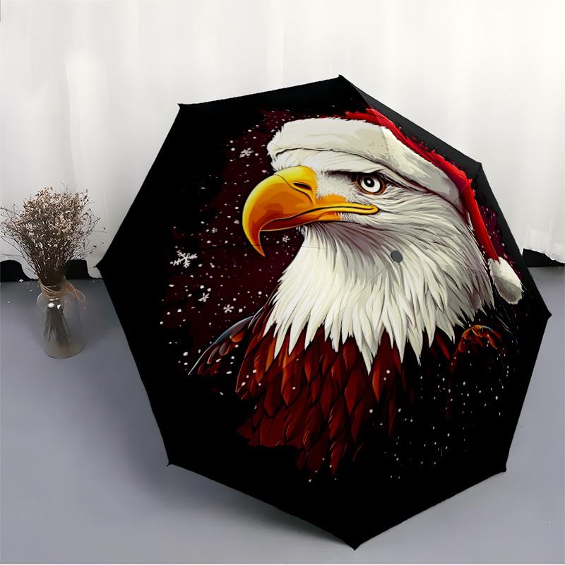 1pc Eagle Christmas Automatic Folding Umbrella - Compact 8-Rib Design, Durable Plastic & Iron, Lightweight for Outdoor Daily Use112