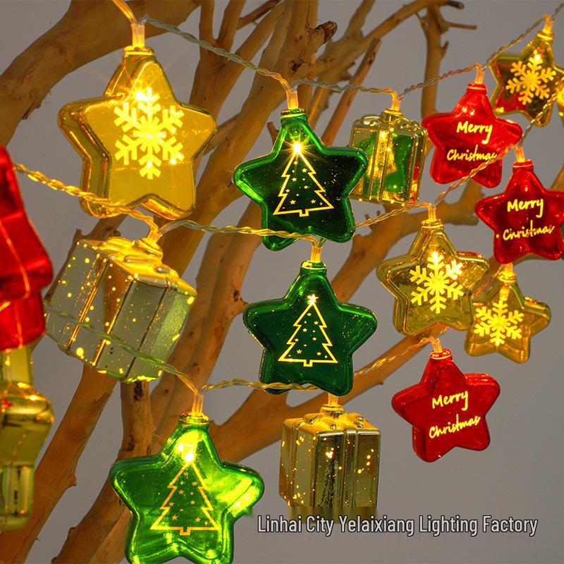 

Гальванизированные светодиодные гирлянды в виде звезд и снежинок - Рождественская мишура, шары, гирлянды, атмосферное украшение 1.5m 10 Lights USB