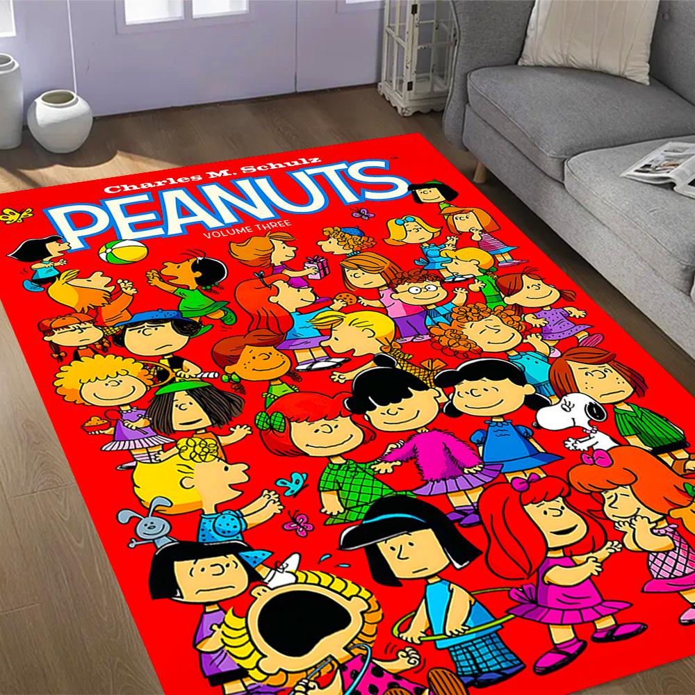 Snoopy's Peanuts Gang Themed Anti-Slip Rugs - Polyester Home Decor, Suitable for Bedrooms, Living Rooms, Doorways, Studios, and Decorations
