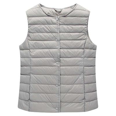 Women's Winter Lightweight Cropped O Neck Sleevelees Solid Color Plus Size Liner Tank Top Down Vest M-3XL