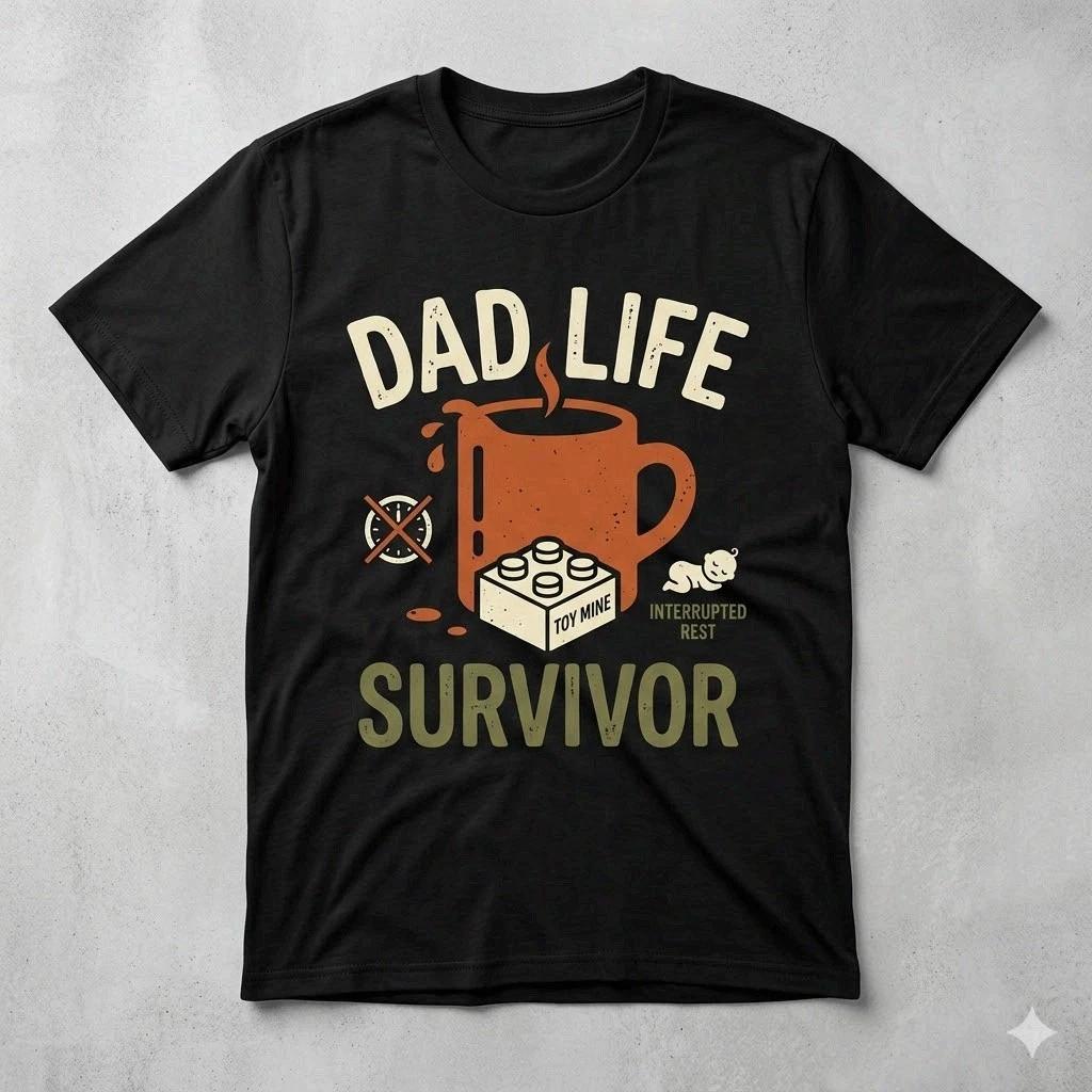 Dad Life Survivor Funny Exhausted Father s Day T-Shirt XL