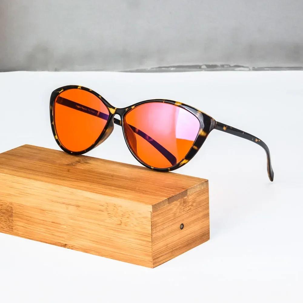 Anti Blue Light Computer Glasses Women Y2k Cat Eye Glasses TR90 Frame No Diopter Red Orange lens Better Sleep long time work C2 Orange