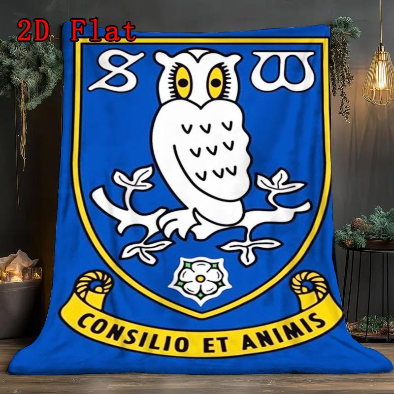 Sheffield Wednesday FC Owl print 2D Flat Pattern Flannel Blanket High quality All Seasons Warmth and Comfort Perfect for Christmas Gifts.P260914542