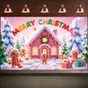 Merry Christmas Banner Decorative Gingerbread House Banner Holiday Banner Christmas Tree Pattern For Christmas Party Holiday