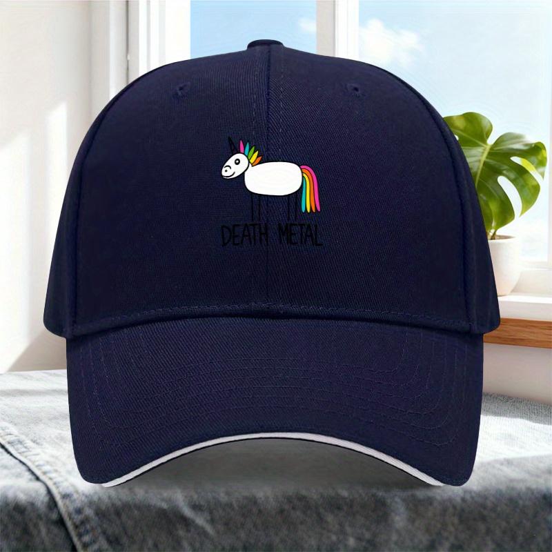 Death Metal Unicorn Funny Graphic Baseball Cap Unisex Polyester Adjustable Casual Cap