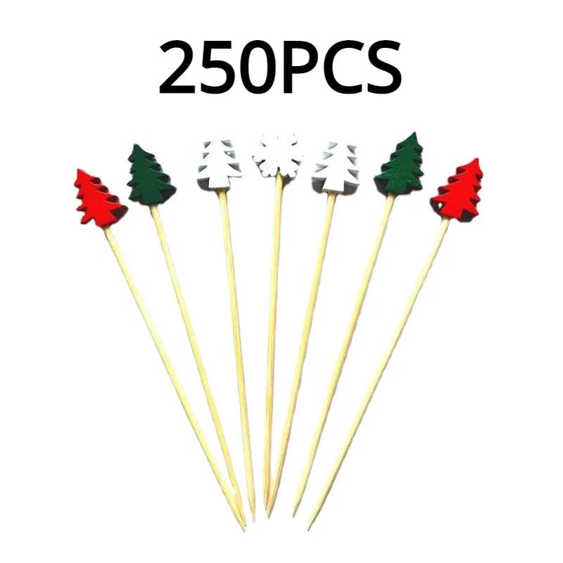 50 Stück/Set Weihnachten Fruchtspieße Einweg Bambusspieße Schneeflocke Weihnachtsbaum Elch Weihnachtsmann Schneemann Spieße Weihnachtsdekoration