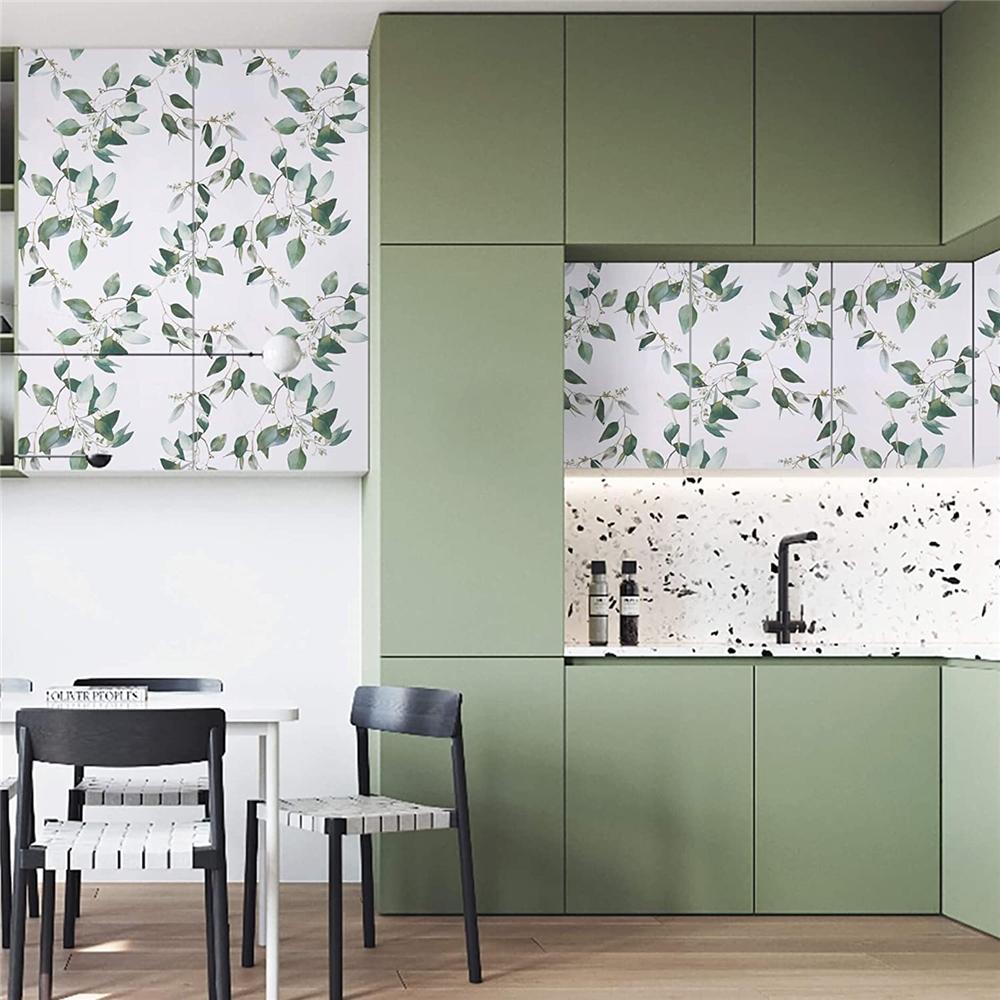 6M Vinyl Green Leaf Peel and Stick Wallpaper Self Adhesive Contact Paper Removable Waterproof Wallpaper For Furniture Renovation