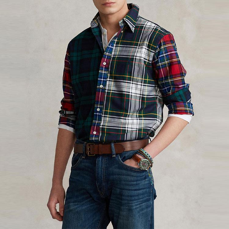 Polo Ralph Lauren SS23 Kostkovaná košile s dlouhým rukávem na knoflíčky Pánské košile Vícebarevná 710858682-001