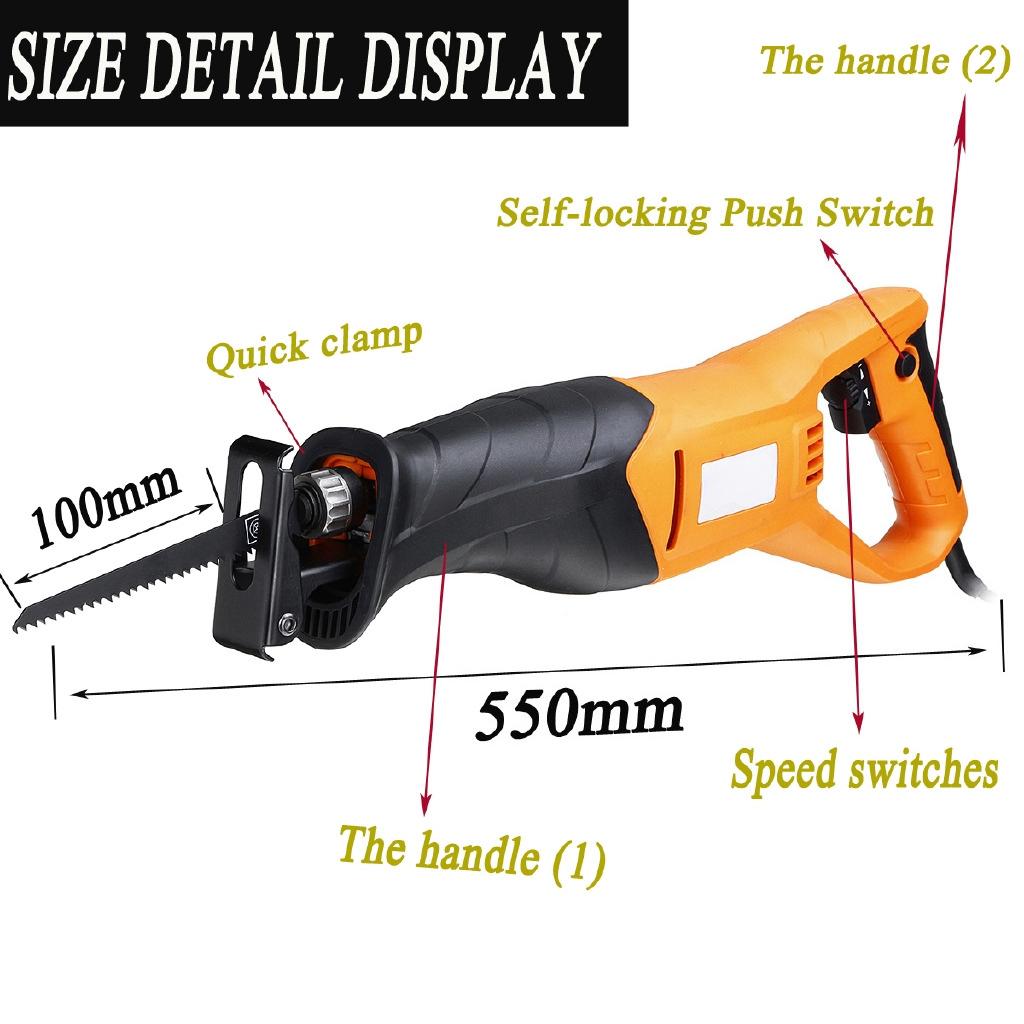 900W Electric Saw Reciprocating Saw for Wood Metal Plasitic Pipe Cutting Power Saw Tool With 2PCS Saw Blades