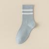 Pure Cotton Socks for Women In Autumn and Winter, Mid-calf Sweat-absorbing and Odor-proof Double-bar Striped Sports Long Calf Cotton Socks