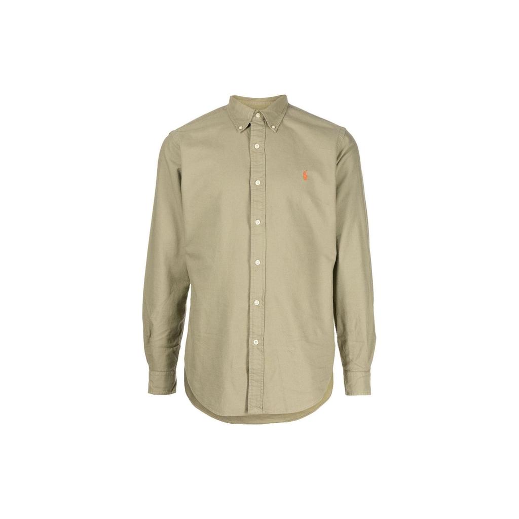 Polo Ralph Lauren Ss23 Logo Embroidered Long Sleeve Shirt Men Shirts Light-Brown 710805564-034