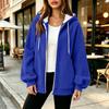 Damen Zip-Up Hoodie, Langarm, Lockerer Schnitt, Farbe Lässige Jacke