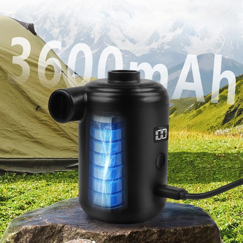 Double Motor Outdoor Air Pumps Compacts Light Weight Camping Light Hook For Inflatable Mattress Pool Rafts
