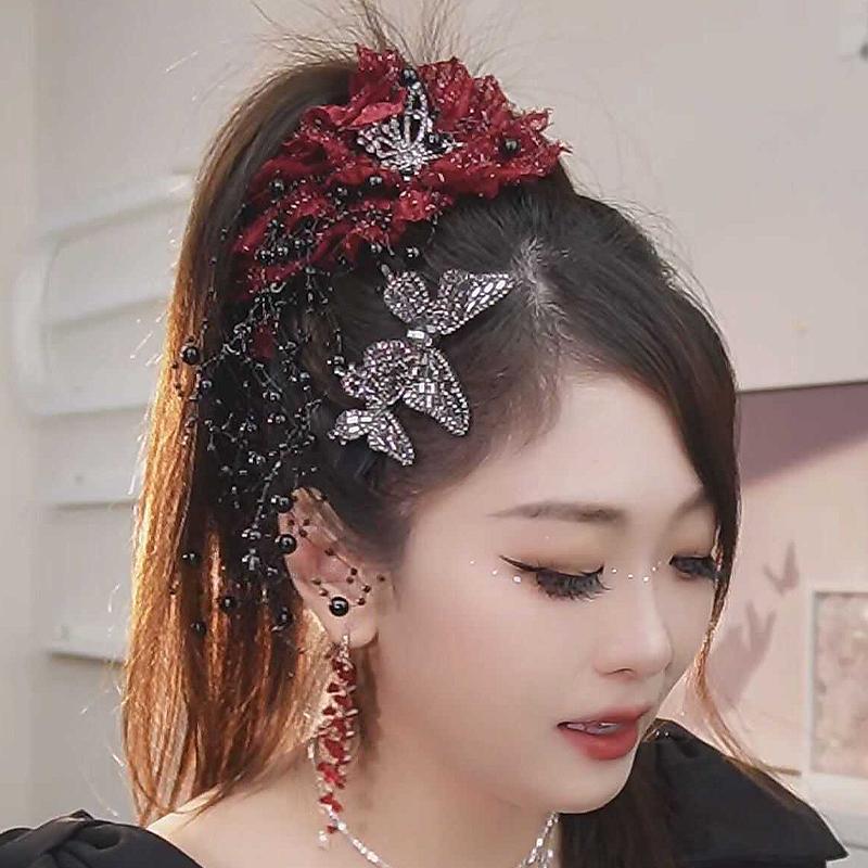 Flower Butterfly Tassel Hairpin Flower Headdress Exaggerated Hairpin