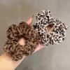 Winter Women Leopard Elastic Hair Bands for Girls Vintage Soft Plush Ponytail Head Band Hair Accessories Lady Hair Tie Rope