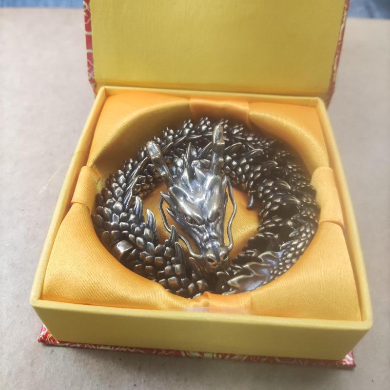 1Pcs Moveable Body Joints Antique Alloy Lucky Dragon Desktop Office Crafts 3D Dragon Statue Ornament Home Decoration Gifts