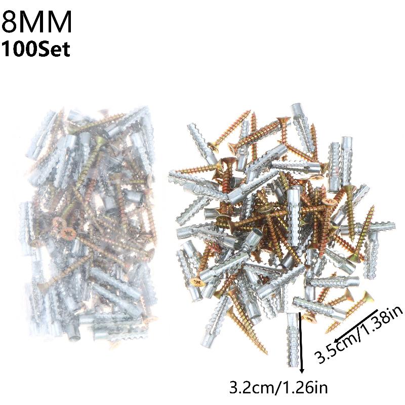 100Set 6/8Mm Wall Anchors And Screws Set Metal Expansion Plug And Self Tapping Screws Kit For Concrete Drywall Mounting