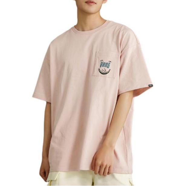 Vans Logo Print Sweet Cool Street Simple Round Neck Short Sleeve T-Shirt Unisex Tops Smoky-Pink VN0008ZBBQL