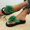Plus Size Floral Toe-Post Flip-Flops: Unisex Summer Sandals