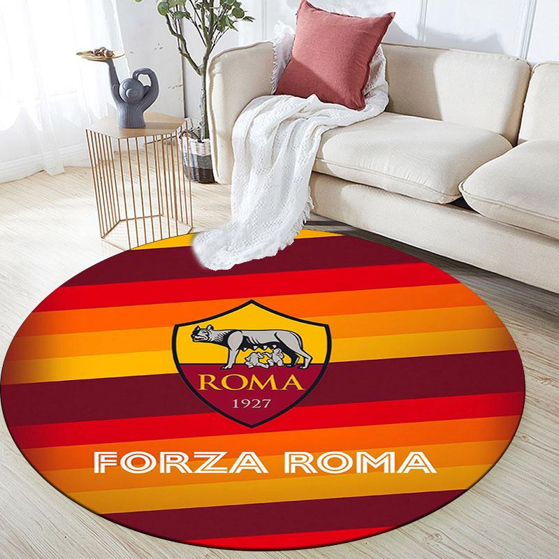 Associazione Sportiva Roma, Tappeto Rotondo, Tappeto per Soggiorno Camera da Letto Divano Sala Giochi Decorazione, Tappetino Antiscivolo