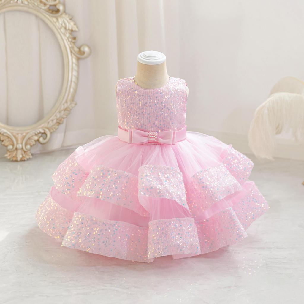 Mädchen Pailletten Prinzessinnenkleid Kinder Geburtstagsparty Formelles Auftrittskleid