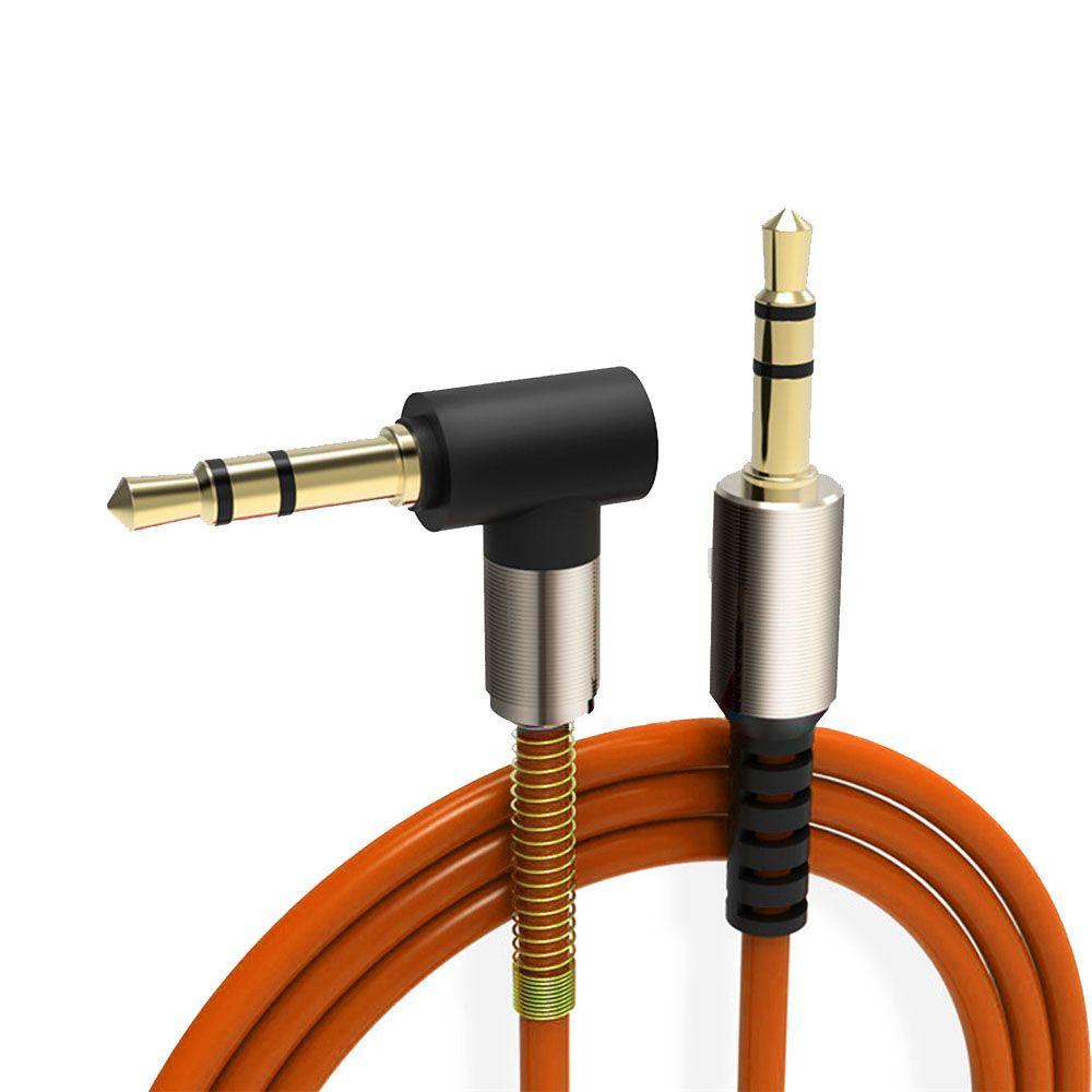 1 Meter Stereo Car Speaker Nylon Braid Right Angle 3.5mm Audio Cable Male to Male Aux Cord