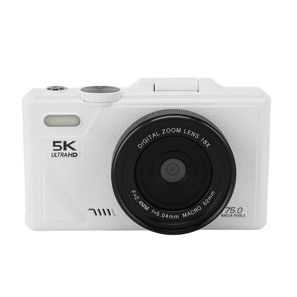 5K Digital Camera 75MP HD 18X Digital Zoom Autofocus Retro Mirrorless Camera with 3 Inch Screen for Travel Photography