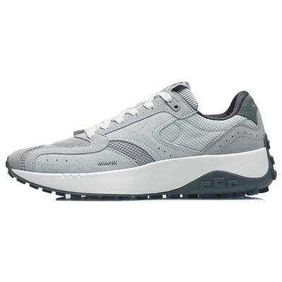 Li Ning CF Tian Ling Tejido de Cuero Cómodos Zapatos Deportivos Casuales de Caña Baja para Hombre Zapatillas Gris Claro AGLR179-1