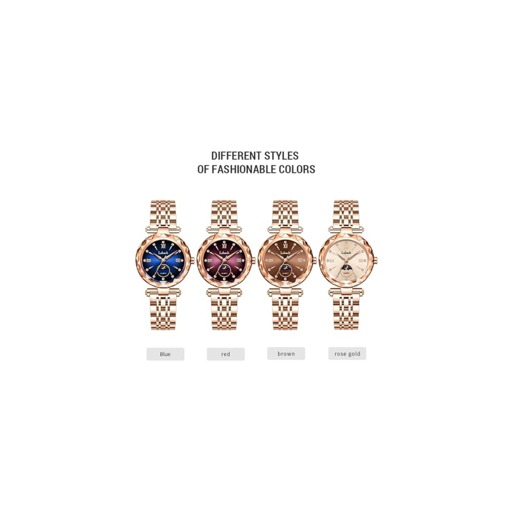 Rose Gold Women's Watch Crystal Waterproof Stainless Steel Business Style Cute Gift for Her