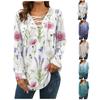 Ladies Atmospheric Fashion Loose Casual Tie Print V-Neck Long Sleeve Top